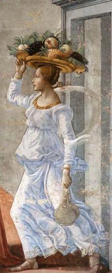 GHIRLANDAIO, Domenico Detail of Birth of St John the Baptist Norge oil painting art
